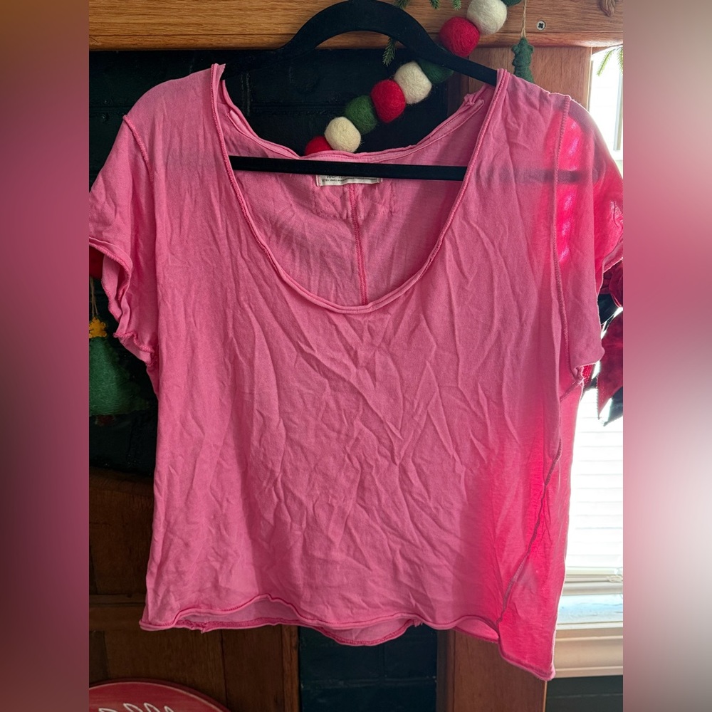 We The Free Bright Pink Short Sleeve Top